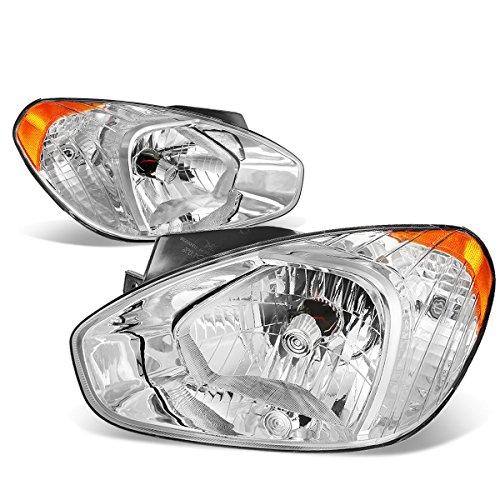 DNA MOTORING HL-OH-048-CH-AM Headlight Assembly, Driver and Passenger Side,Chrome amber