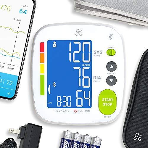 Greater Goods Bluetooth Blood Pressure Monitor Cuff, Smartphone Connected Health Monitoring for Home Use