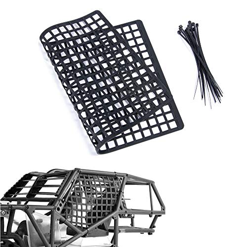 RCLions Rubber RC Car Window Net, Luggage Net Vehicle Scale Accessories for 1/10,1/8 RC Crawler Car (Black)