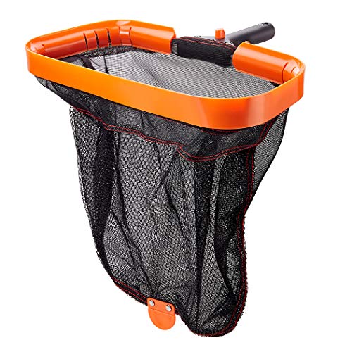Monkeyking Professional Heavy Duty 18' Swimming Pool Leaf Skimmer Rake with Deep Double-Stitched Net Bag and Quick Install Button, Strong Frame for Faster Cleaning & Easier Debris Pickup and Removal