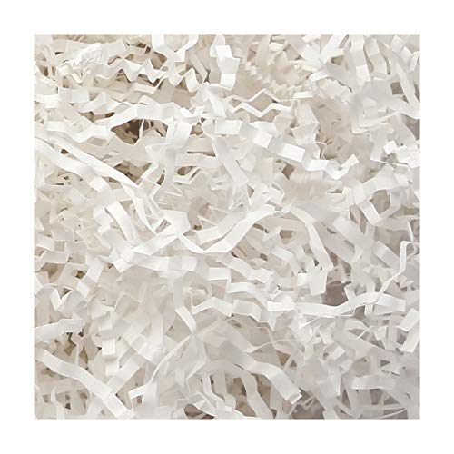 PACKHOME 1 LB Crinkle Cut Paper Shred Filler, White Shredded Paper for Gift Baskets, Crinkle Paper for Gift Wrapping