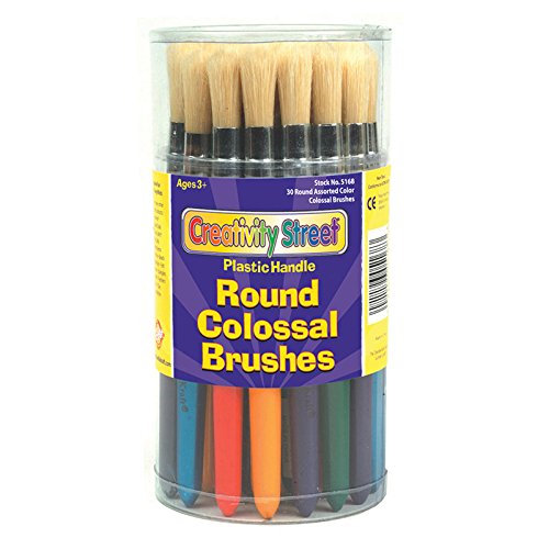 Creativity Street 5168 Colossal Brush, Natural Bristle, Round (Set of 30)