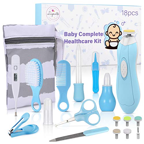 Baby Healthcare and Grooming Kit, 18 in 1 Baby Electric Nail Trimmer Set, Lupantte Nursery Care Kit, Baby Thermometer, Medicine Dispenser, Baby Comb, Brush, Nail Clippers, etc. Baby Shower Gifts.