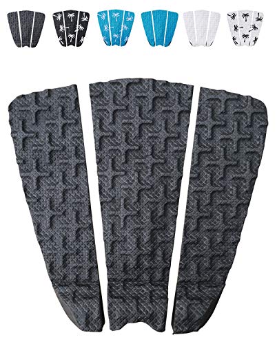 Ho Stevie! Premium Surfboard Traction Pad [Choose Color] 3 Piece, Full Size, Maximum Grip, 3M Adhesive, for Surfing or Skimboarding (Black)