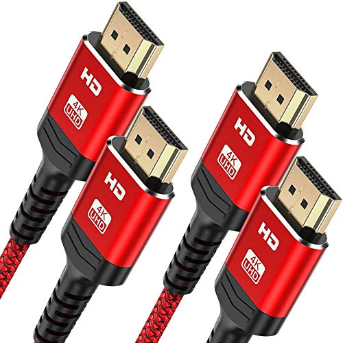 HDMI Cable 4K 10FT-2PACK, Highwings 18Gbps High Speed HDMI 2.0 Cable Braided HDMI Cord- 4K HDR Video 4K@60Hz 2160p 1080p HDCP 2.2 3D ARC Ethernet- Compatible with UHD TV, Blu-ray, Monitor-Red