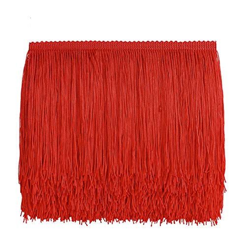 10 Yards Sewing Fringe Trim - 6in Wide Tassel for DIY Craft Clothing and Dress Decoration (Red)