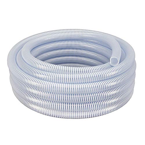 2' Dia x 25 ft HydroMaxx Clear Flexible PVC Suction and Discharge Hose with White Reinforced Helix