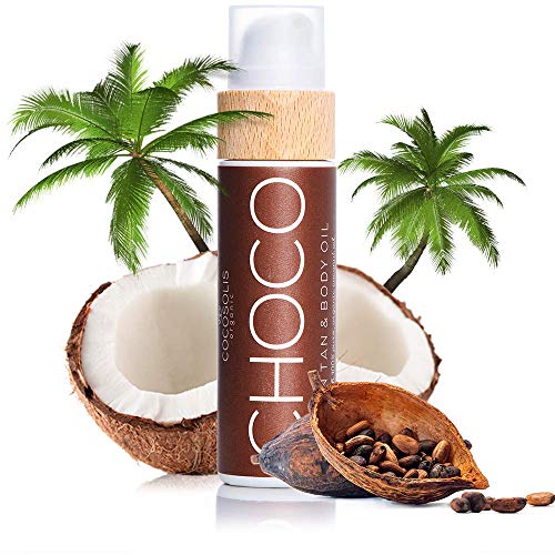 COCOSOLIS CHOCO Sun Tan & Body Oil | Organic Tanning Oil | Get Healthy Deep Chocolate Tan with the Help of Only Natural Cold-pressed Oils | 6 Precious Oils to Make Your Skin Glowing & Revitalized