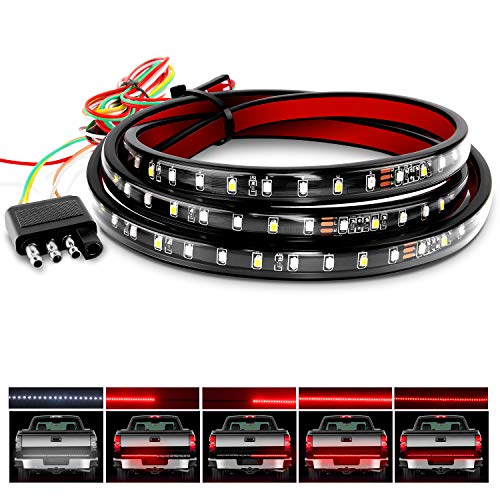 Nilight Truck Tailgate Bar 60' 108 LED Strip with Red Brake White Reverse Sequential Amber Turning Signals Strobe Lights，2 Years Warranty