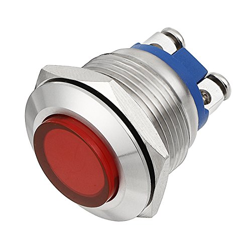 uxcell LED Indicator Light DC 12V 19mm Red Metal Shell Pilot Custom Dash Signal Lamp Convex Head