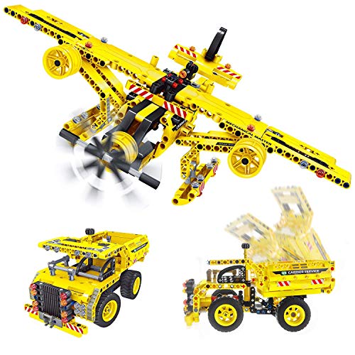 Gili STEM Building Toy for Boys 8-12 - Dump Truck or Airplane 2 in 1 Construction Engineering Kit (361pcs) Best Gift for Kids Age 6 7 8 9 10 11 12+ Years Old