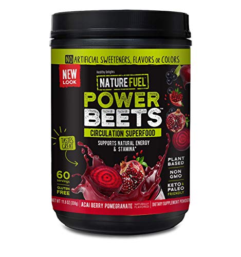 Nature Fuel Power Beets Super Concentrated Circulation Superfood Dietary Supplement – Delicious Acai Berry Pomegranate Flavor – Non-GMO Beet Root Powder, 60 Servings