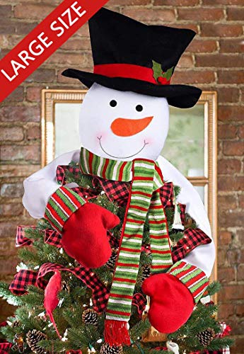 luck sea Christmas Tree Topper Snowman Hugger - Xmas/Holiday/Winter Wonderland Party Decoration Ornament Supplies