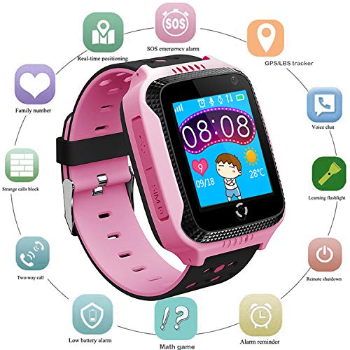 Kids GPS Smart Watch for Students - Boys Girls Smartwatch Phone with GPS Locator 2 Way Calls SOS Camera Voice Chat Math Game Step Counter Geo Fence Sport Wristband for Children Holiday Birthday Gifts