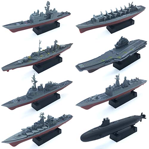 8 Sets 3D-Puzzle Model Battleship Aircraft Carrier Toy Submarine, Plastic Model Warships Ship Kits, Navy Ship Battleship Models for Collection by Kvvdi