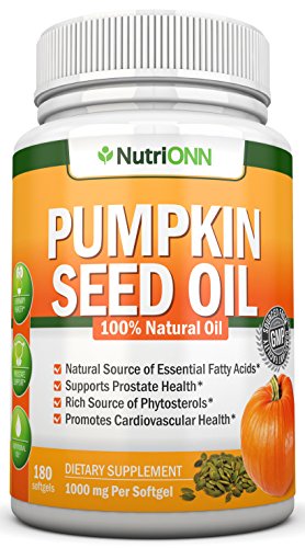 PUMPKIN SEED OIL - 1000MG - 180 Softgels - Cold-Pressed Natural Pumpkin Seed Oil - Natural Source Of Essential Fatty Acids - Great for Hair Growth, Prostate Health, Joint Inflammation and GI Tract