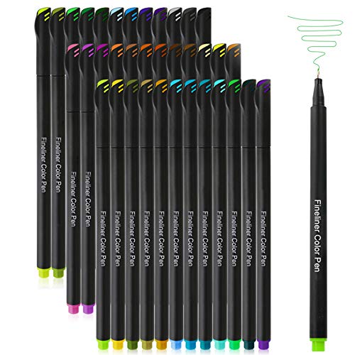36 Colors Journal Planner Pens, Colored Fine Point Markers Drawing Pens Porous Fineliner Pen for Writing Note Taking Calendar Agenda Coloring - Art School Office Supplies