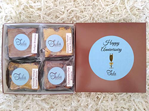 Tula Bakeshoppe Happy Anniversary Gourmet Cookie Bar Assorted Baked Items Gift Box for Girlfriend / Boyfriend / Grandpa / Grandma (8 Bars)