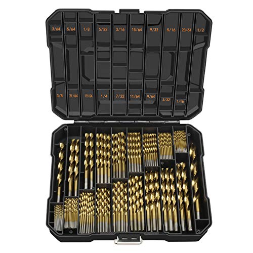 EnerTwist Titanium Drill Bit Kit Set for Metal and Wood 230-Piece - Coated HSS Conventional 118° Tip from 3/64' up to 1/2 Inch, ET-DBA-230A