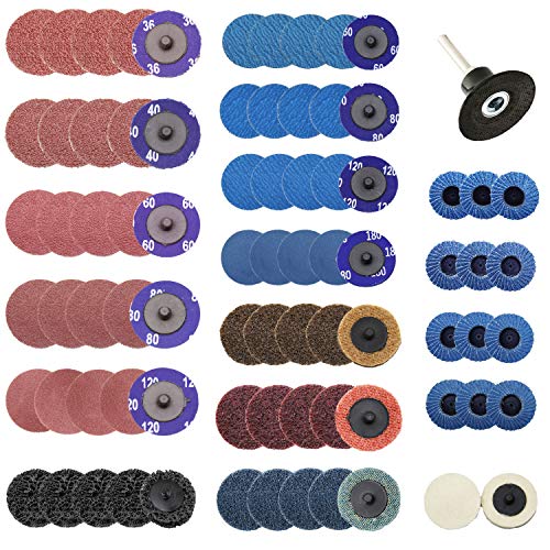 COSPOF 80 Pcs 2 Inch Roloc Sanding Disc Set,Quick Change Disc Combination,1/4 Inch Hold Fits Various Grinder.Widely Used for Surface Conditioning,Striping,Polishing,Finishing and Rust Paint Removal.