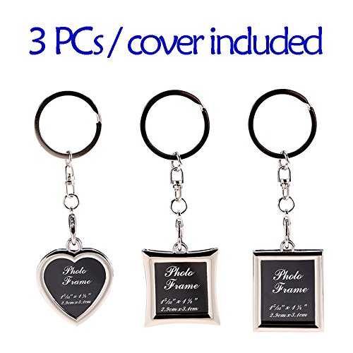 Mini Photo Keychain Set - 3PCs Small Blank Picture Frame Stainless Steel Personalized Key Rings Love Souvenir Pictures Holder Detachable Key Chains Sterling Elegant Personal DIY Photos Keyring Pack