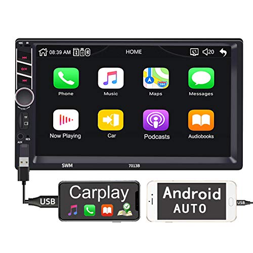 Binize 7 inch Touchscreen Car Radio Receiver/Apple Carplay/Android Auto/MP5 Player,Bluetooth, AM,FM,Support reversing Image/Brake Prompt/Steering Wheel Control/Video Output/AUX Audio Input (7013B)