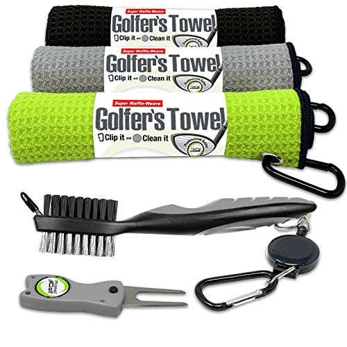 Fireball Golf 5-Piece Deluxe Golf Towel Gift Accessories Set in Green