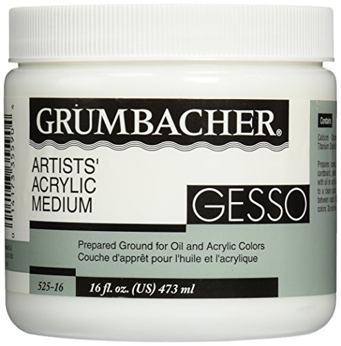 Grumbacher Gesso (Hyplar) Artists' Acrylic & Oil Paint Medium, 16 oz. Jar (0146640448), Packaging May Vary, White