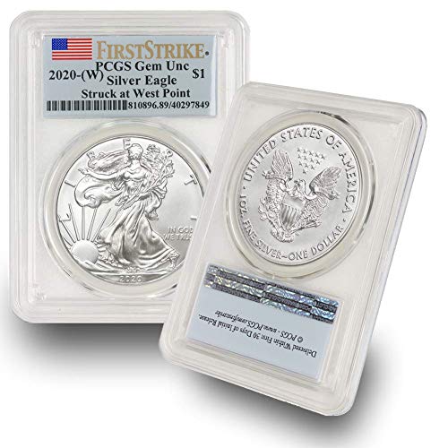 2020 (W) 1 oz American Silver Eagle Coin Gem Uncirculated (Struck at West Point - Flag Label) by CoinFolio $1 GEMUNC PCGS