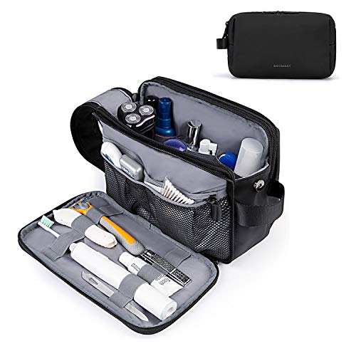 Toiletry Bag for Men, BAGSMART Travel Toiletry Organizer Dopp Kit Water-resistant Shaving Bag for Toiletries Accessories, Black