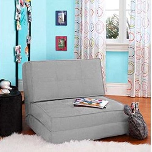 Flip Chair Convertible Sleeper Dorm Bed Couch Lounger Sofa (1, Gray)
