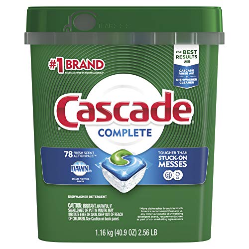 Cascade Complete Dishwasher Pods, ActionPacs Detergent, Fresh Scent, 78 count