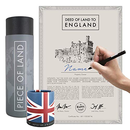 Piece of Land - Unique Gift from England (UK) - Sustainable Gift for Family and Friends – Personalized British Land Owner's Certificate for Women and Men from Great Britain, London