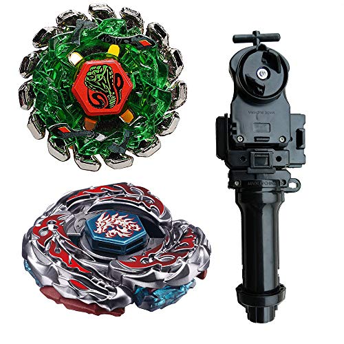 MSTWXL WXL-US Metal Fusion L-Drago BB-108 F:S Metal 4D High Performance Generic Battling Tops and Poison Serpent SW145SD Metal 4D High Performance BB-69 Toys with Black String Launcher+Grip Set