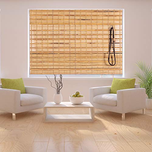 N / A Bamboo Roman Window Blinds Sun Shades, Dark Brown, 24W x 72H,Light Filtering Roller Shades, Any Size 24-72 Wide and 72 High