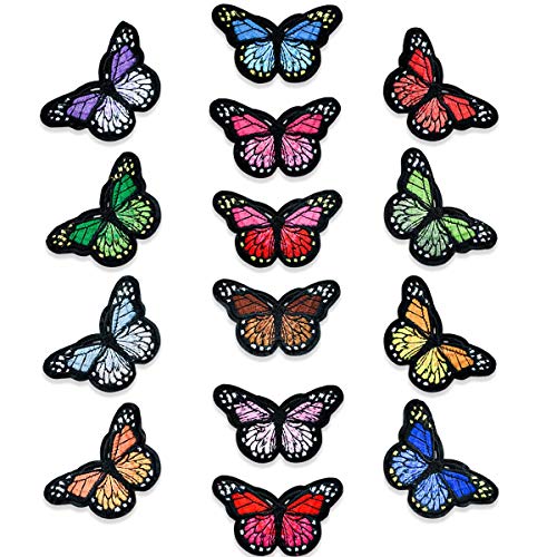 14 Pieces Butterfly Iron on Patches Embroidered Iron on Applique Patch Butterfly Embroidery Patches Sew On for Clothing Jeans Jackets Pants DIY Crafts Repair Patch Arts Craft Shoes Bags Decoration