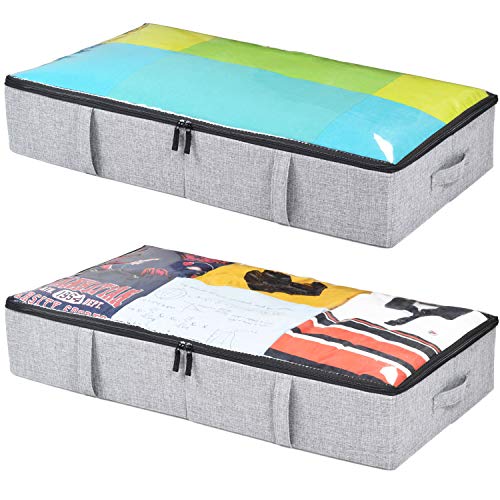 storageLAB Underbed Storage Containers - 2-Pack, 33x17x6in - Woven fabric with Plastic Structure (Grey)