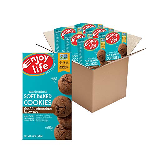 Enjoy Life Double Chocolate Brownie Soft Baked Cookies, Soy Free, Dairy Free, Non GMO, Gluten Free, Vegan, Nut Free Cookies, 6 Boxes