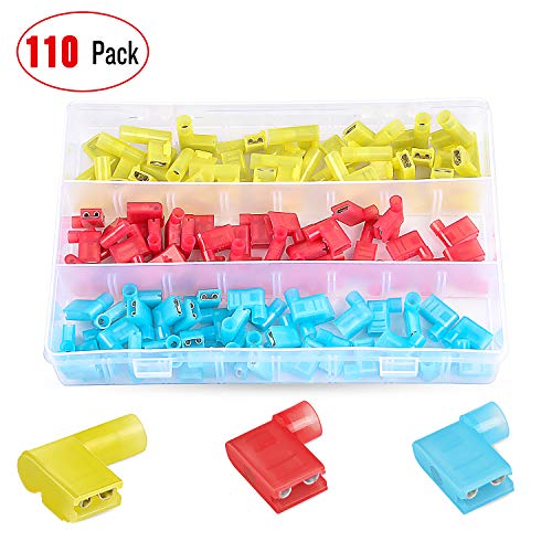 Nilight 50047R 110pcs Nylon Flag Spade Female Insulated Quick Disconnects 22-18 16-14 12-10 Gauge Flag Spade Electrical Crimp Terminals Connector Assortment Set