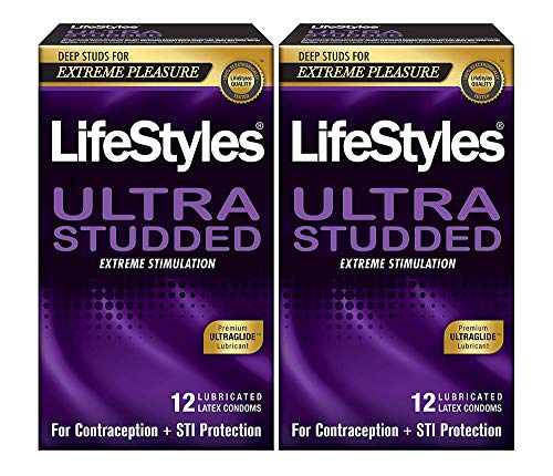 LifeStyles Ultra Studded Condoms, 2 Boxes (12 Condoms)