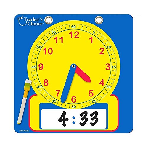 Teacher's Choice Writable Dry Erase Learning Clock | Large 12' Demonstration Teaching Time Practice Clock with Dry Erase Writing Surface | Marker Included | (Blue)
