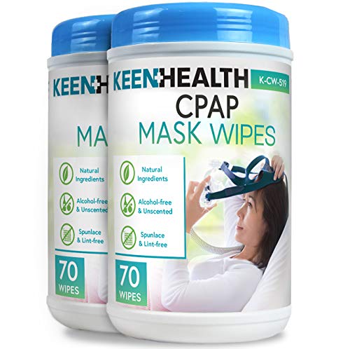 CPAP Mask Wipes, Quick and Hygienic CPAP Cleaner, Unscented and Lint-Free, CPAP Wipes to Clean Your Machine Daily, CPAP Cleaner and Sanitizer, 2 Pack 140 Wipes - Keenhealth - K-CW-519