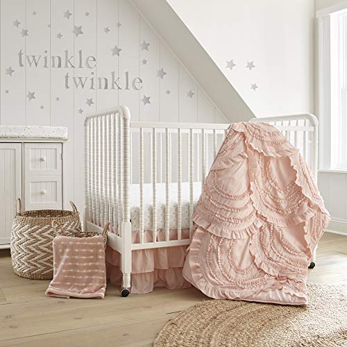 Levtex Baby - Skylar Crib Bed Set - Baby Nursery Set - Blush - Soft Cascading Ruffles - 4 Piece Set Includes Quilt, Fitted Sheet, Wall Decal & Crib Skirt/Dust Ruffle
