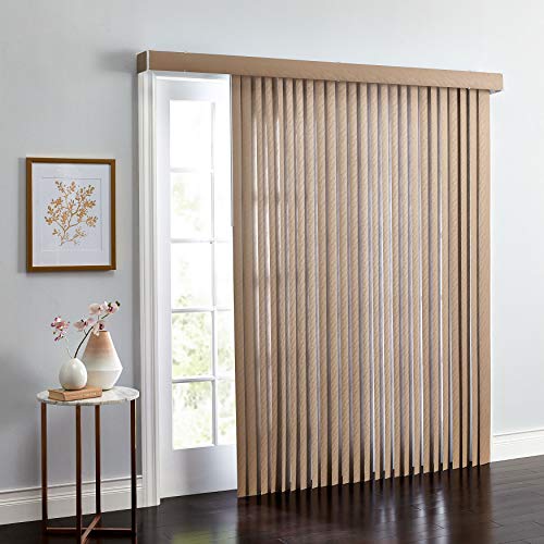 BrylaneHome Embossed Vertical Blinds - 78I W 84I L, Light Taupe