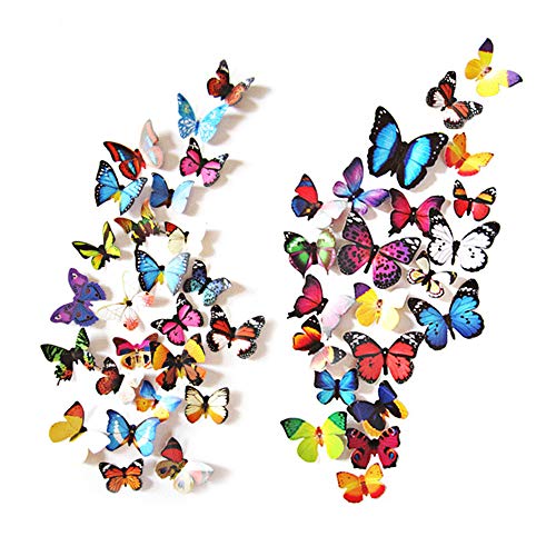 Eoorau 80PCS Butterfly Wall Decals - 3D Butterflies Decor for Wall Removable Mural Stickers Home Decoration Kids Room Bedroom Decor