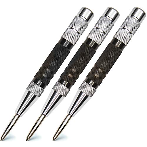 ALLY Tools and Parts 3 PC SET of 6 Inch Heavy Duty Automatic Center Punch Set for Wood, Metal, Plastic, Glass, and Marble