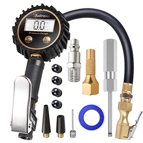 AstroAI ATG250 Digital Tire Inflator with Pressure Gauge, 250 PSI Air Chuck and Compressor Accessories Heavy Duty with Rubber Hose and Quick Connect Coupler for 0.1 Display Resolution