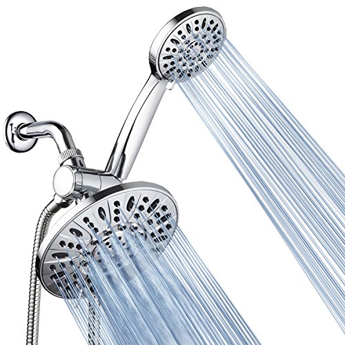 AquaDance 7' Premium High Pressure 3-Way Rainfall Combo for The Best of Both Worlds - Enjoy Luxurious Rain Showerhead and 6-Setting Hand Held Shower Separately or Together - Chrome Finish - 3328