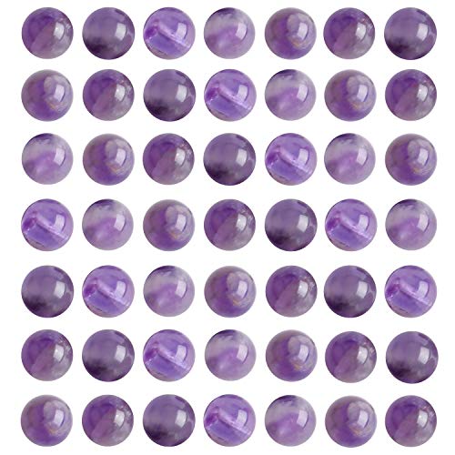 Abesee 100PCS 6mm Natural Amethyt Loose Gemstone Round Beads Jewelry Making Supplies, AAA Grade Semi Precious Stone Handmade Craft with Crystal Stretch Roll Crystal Stretch Roll