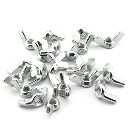 20 Pack 1/4' Wing Nuts Zinc Plated Fasteners Parts 1/4-20 Inches Butterfly Nut